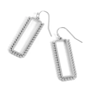 Studded Rectangle Drop Earrings - Silver