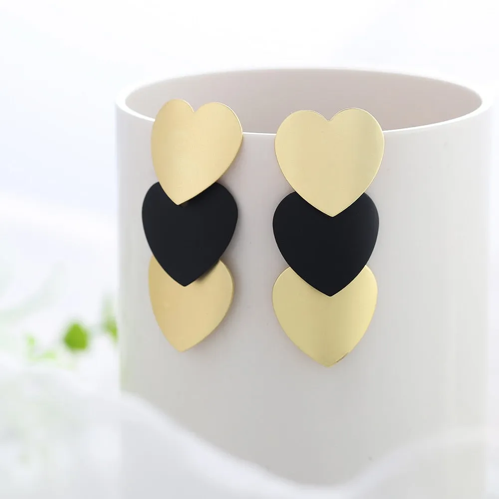 Summer Style Golden Black Circle Drop Earrings Star Hollow Water Drop Earing