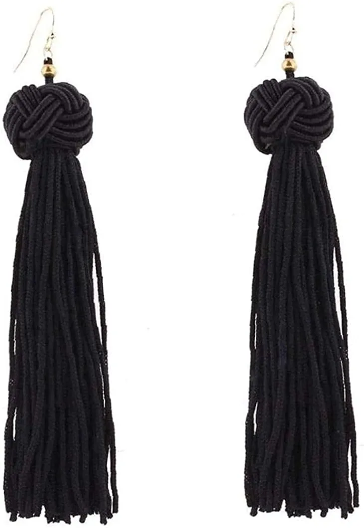 Tassel Earrings Dangle Allowance Earrings Tassel Hanging Earrings Ear Decoration Earrings Black Simple and Sophisticated Design