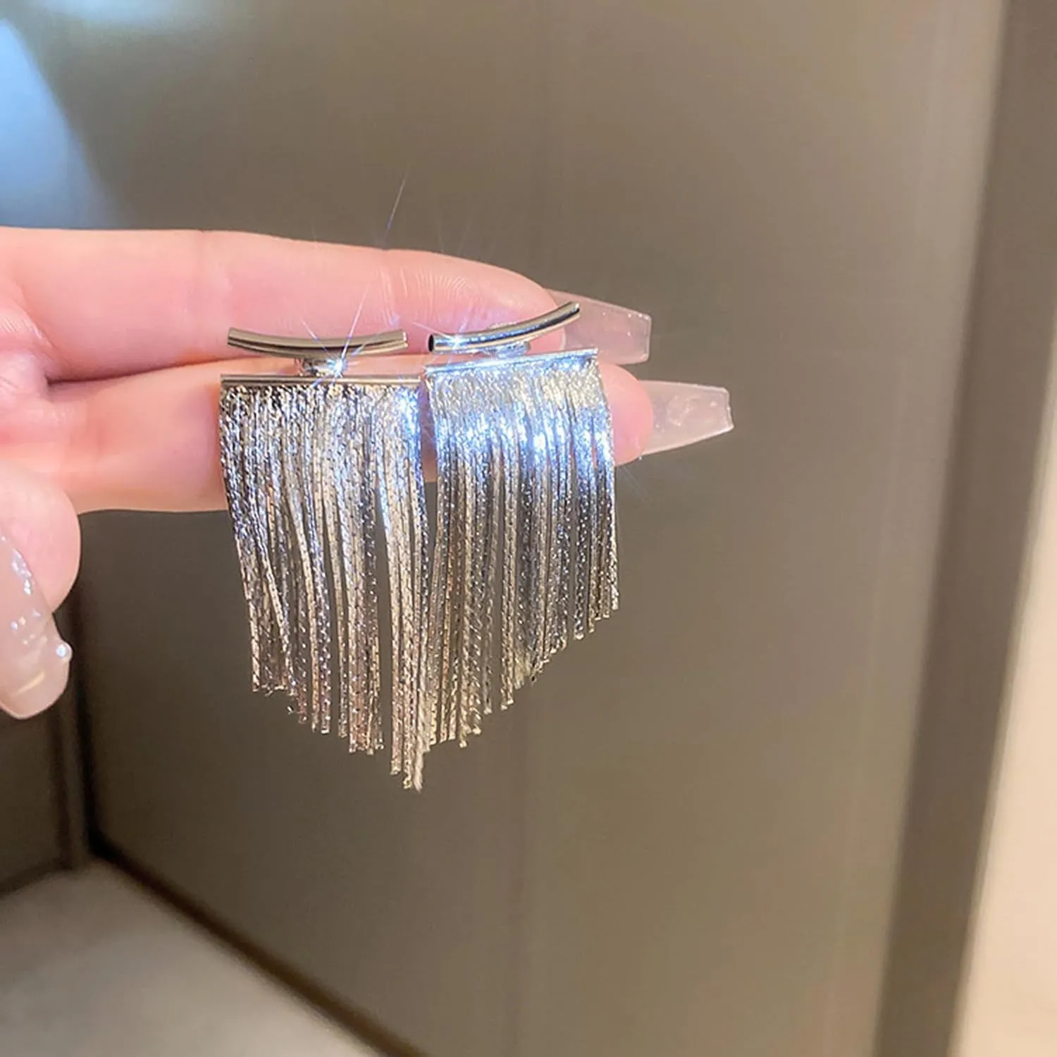 Tassel Earrings for Women Gold Silver Long Statement Drop Dangle Earrings Trendy Ear Jackets Front Back Earrings Bohemian Linear Fringe Chain Chandelier Prom Earrings Wedding Brides Bridesmaid Jewelry