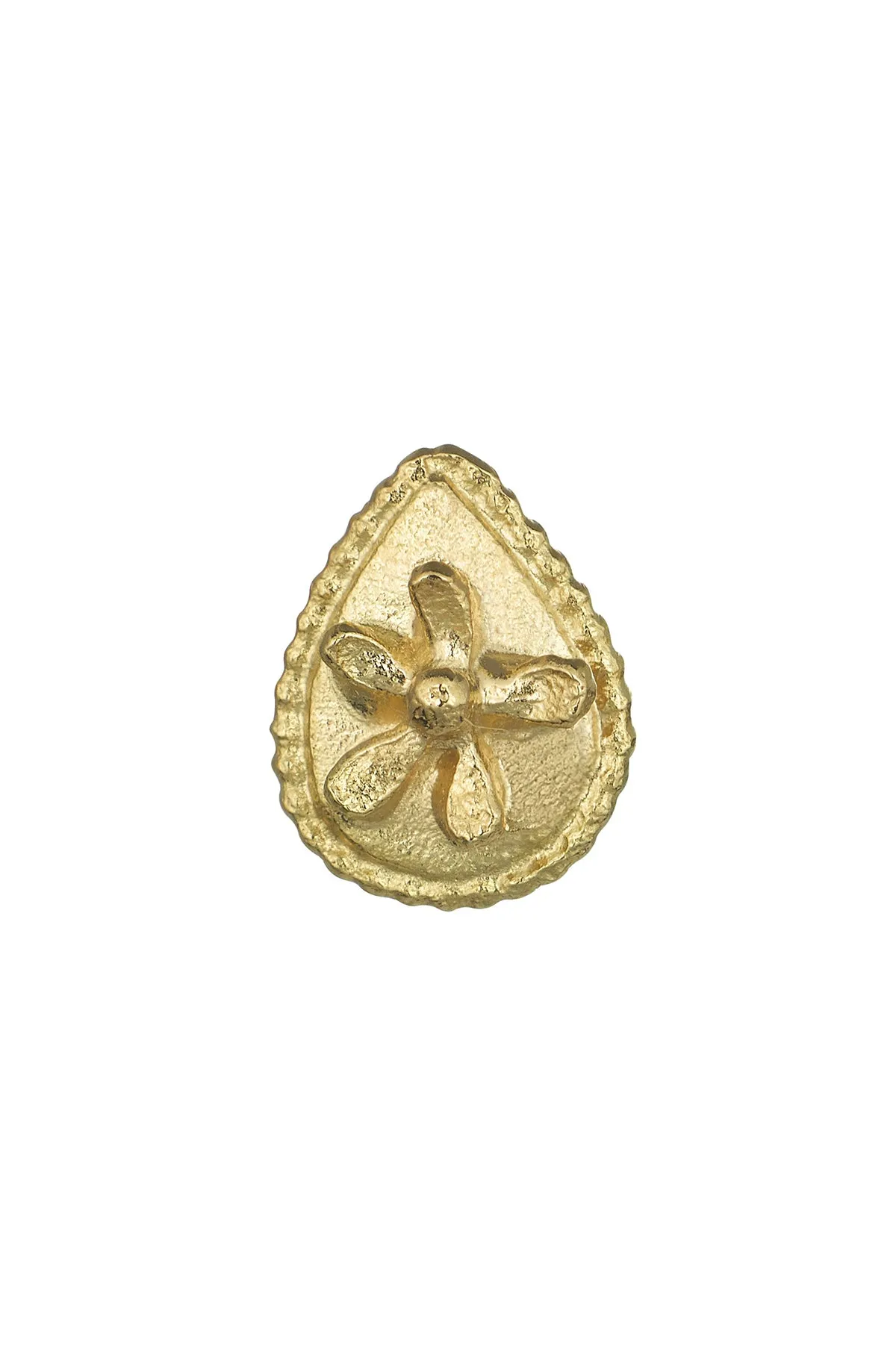 Teardrop Ex-Voto Flower Single Stud Earring Gold