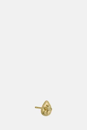 Teardrop Ex-Voto Flower Single Stud Earring Gold