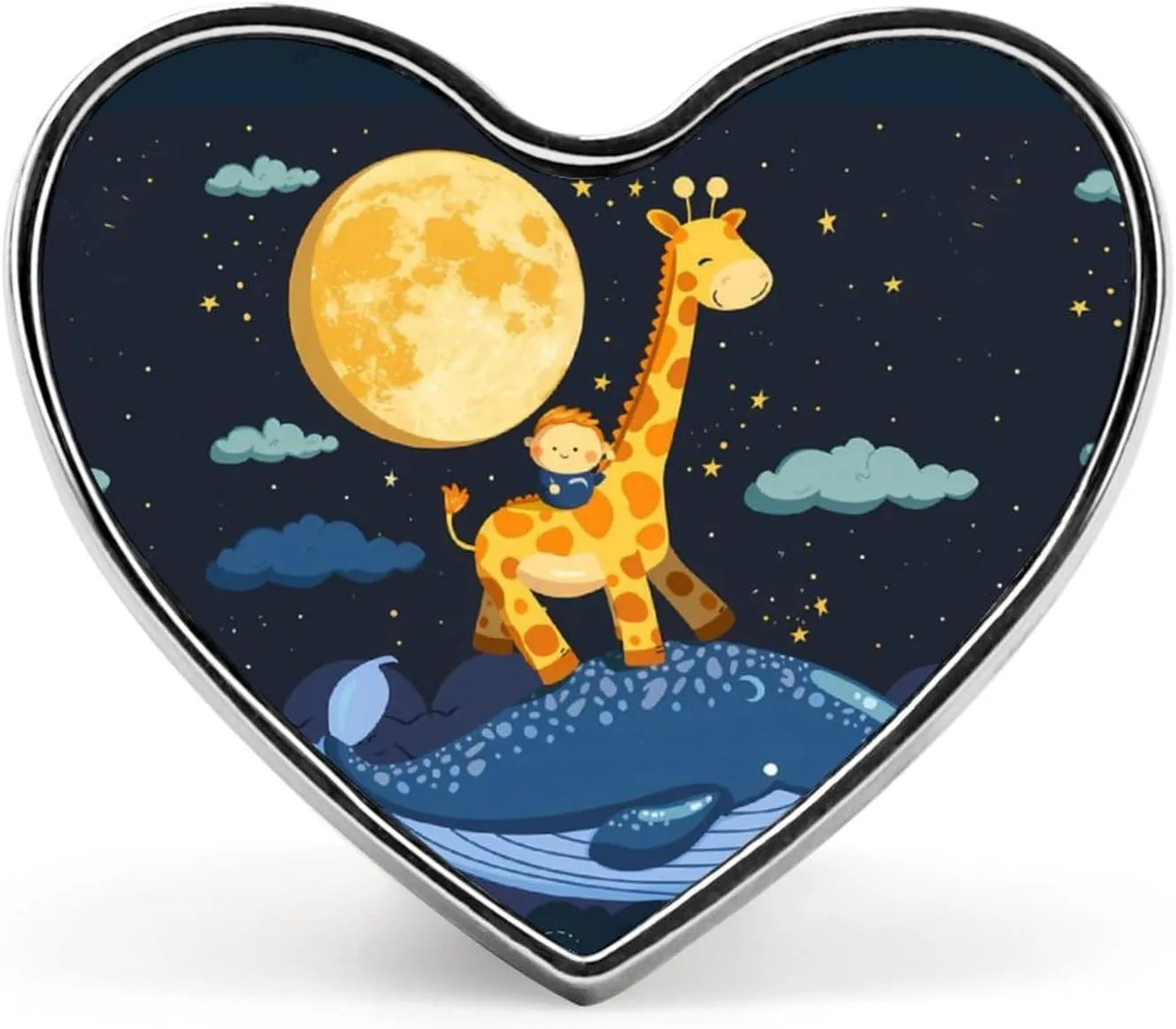 The Giraffe And The Whale Heart Pins Lapel Pins Enamel Brooches for Wedding Party Costume Accessory
