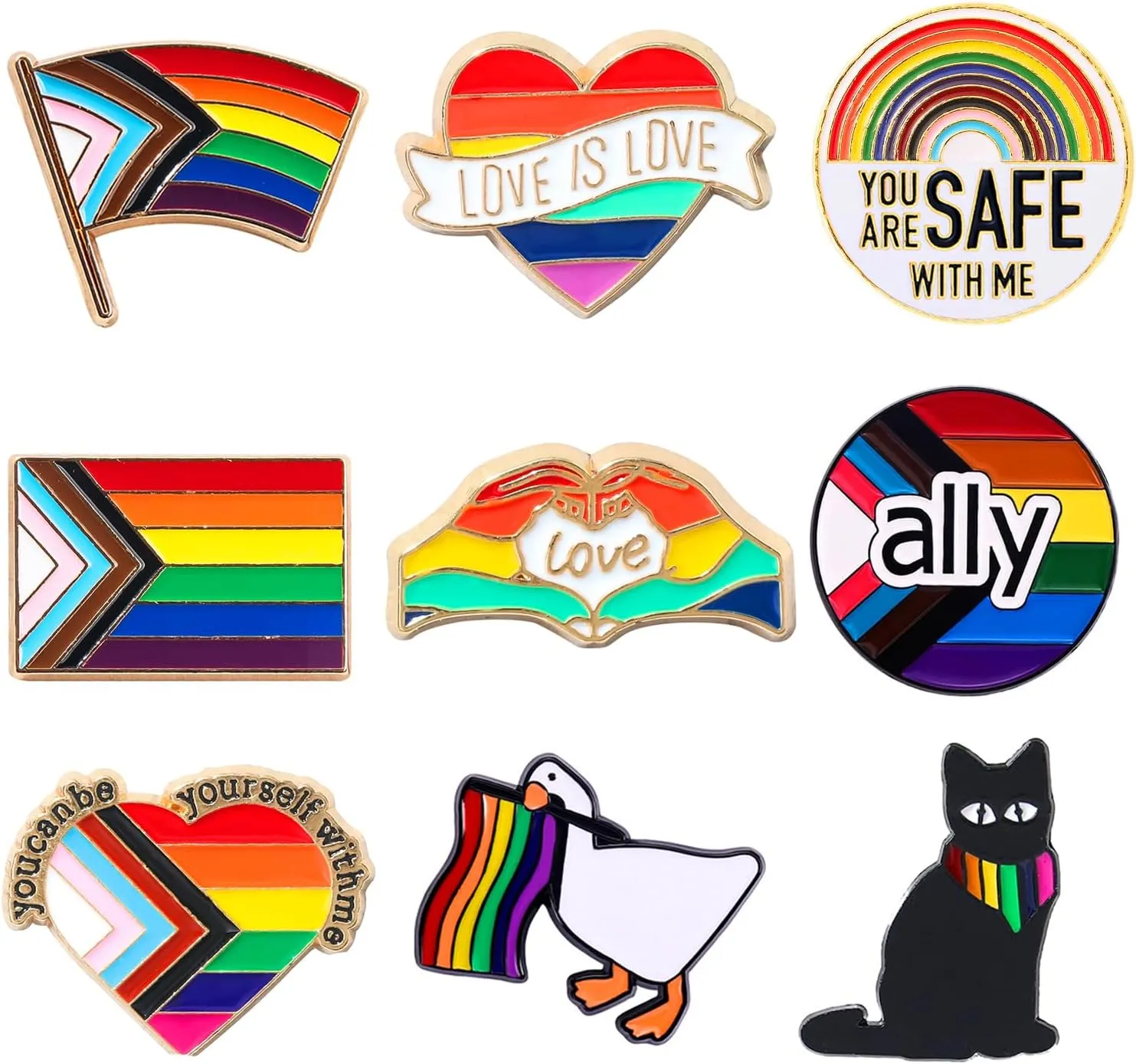 Tinsow Pride Rainbow Flag Lapel Pins Enamel LGBT Lapel Pins Rainbow Brooch Decoration for Clothes and Bags (9)