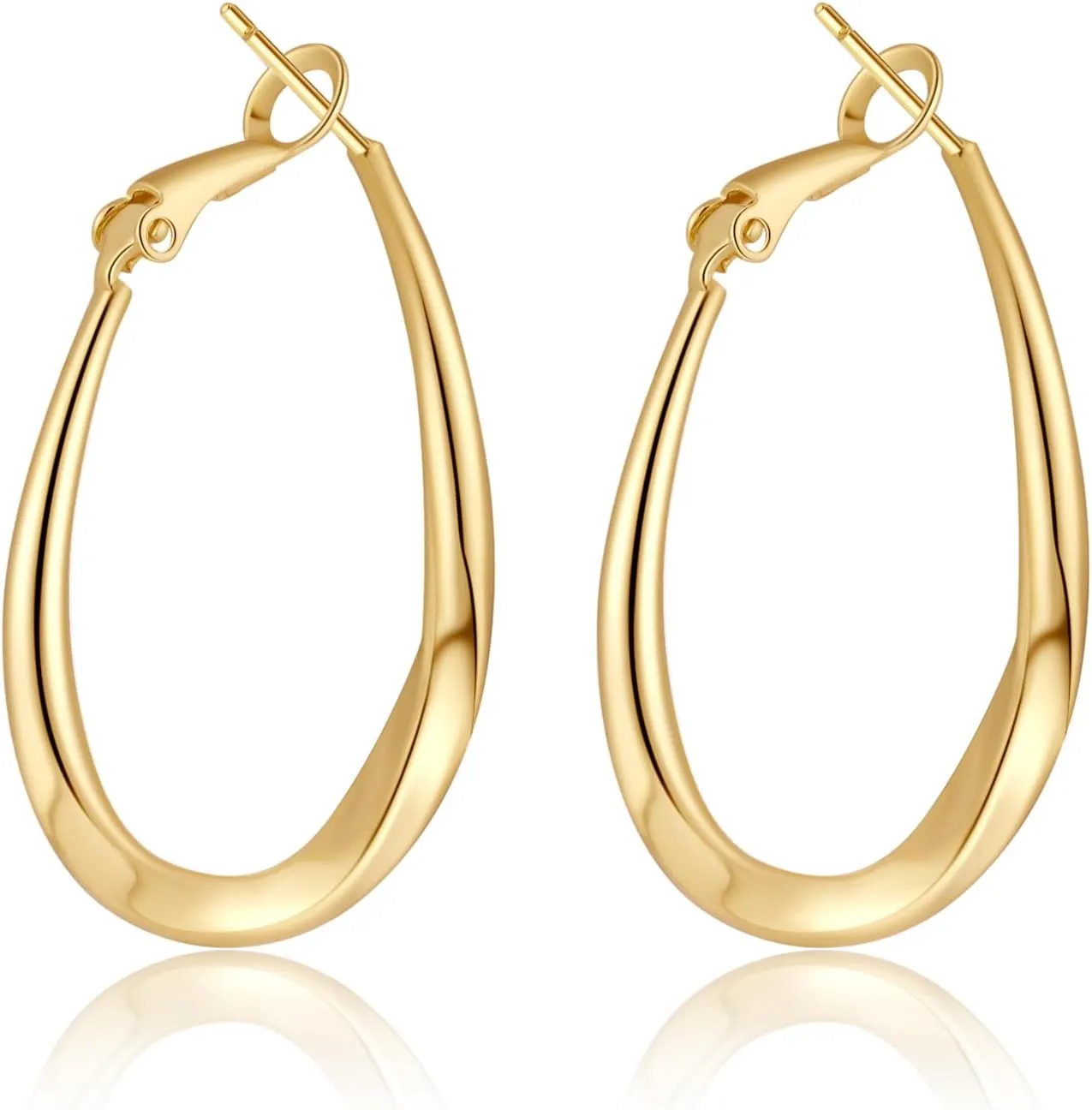 ToHeart Oval Hoop Earrings for Womens | Hypoallergenic Lightweight 14K Gold Twisted Hoop Earrings for Gifts Bff Birthday