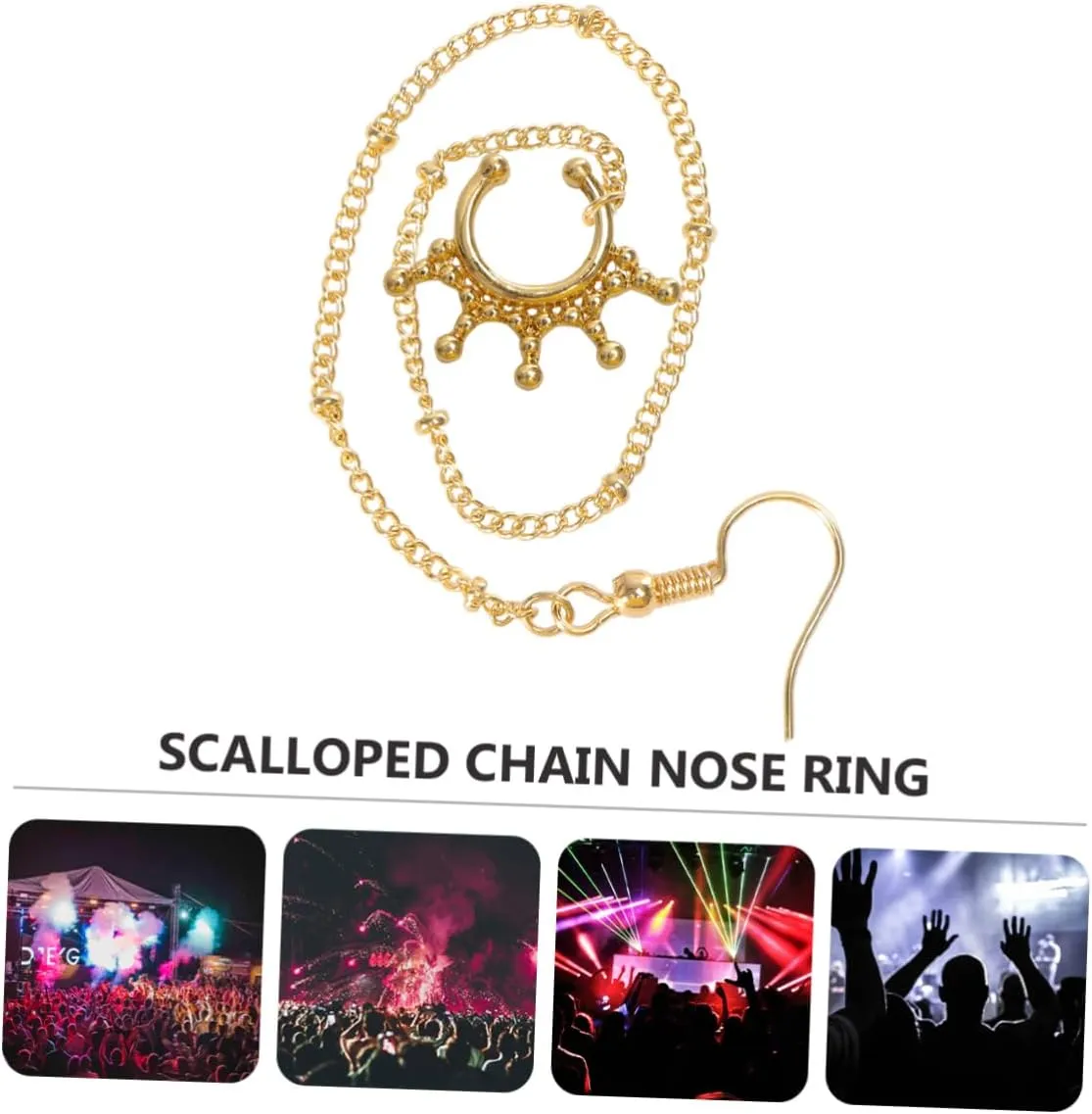 U Shaped Nose Chain Piercing Jewelry Elegant Metal Nose Ring for Parties Clubs and Dance Events Durable