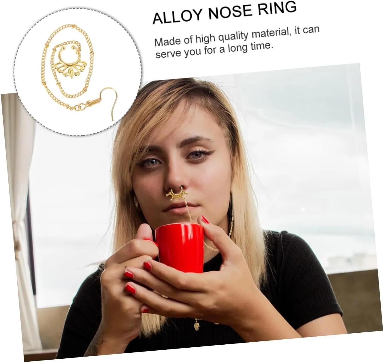 U Shaped Nose Chain Piercing Jewelry Elegant Metal Nose Ring for Parties Clubs and Dance Events Durable