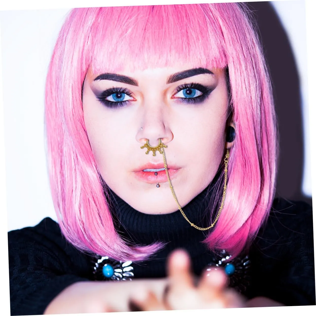 U Shaped Nose Chain Piercing Jewelry Elegant Metal Nose Ring for Parties Clubs and Dance Events Durable