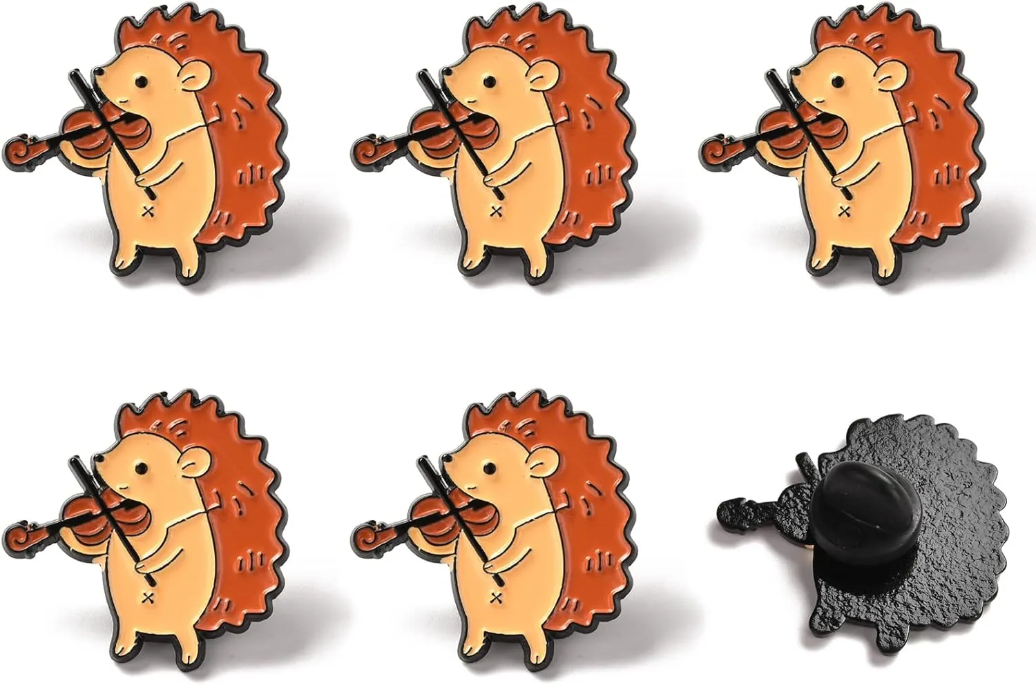 UR URLIFEHALL 10 Pcs Violin Hedgehog Enamel Pins Funny Enamel Lapel Brooches Pins Cute Brooches for Backpacks Clothing Bag Decoration