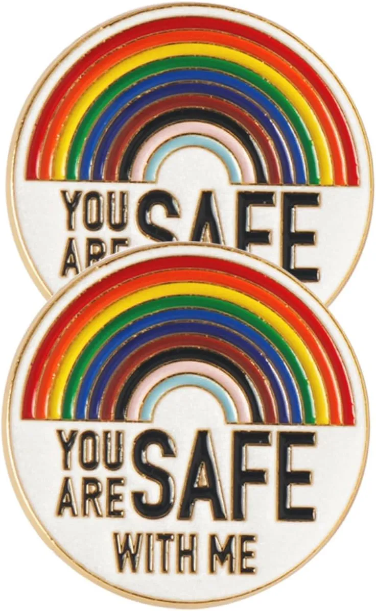 VALICLUD 2pcs You Are Safe with Me Pins Brooch Pins Colorful Enamel Pin Lapel Jewelry