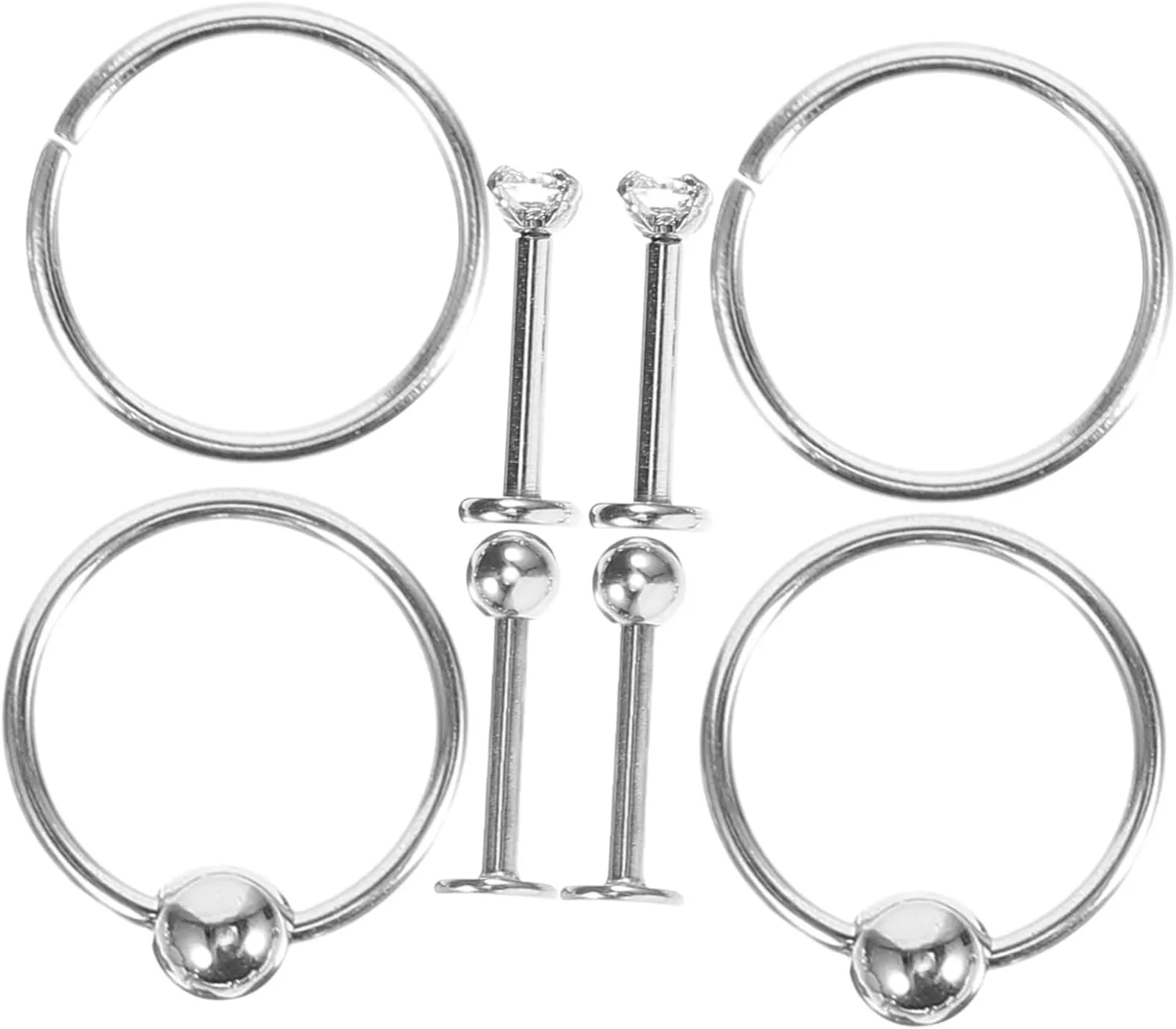 VALICLUD Chic Nose Ring Sets for Women Silver Hoop Nose Rings Stainless Steel Nose Studs Fashion for Her