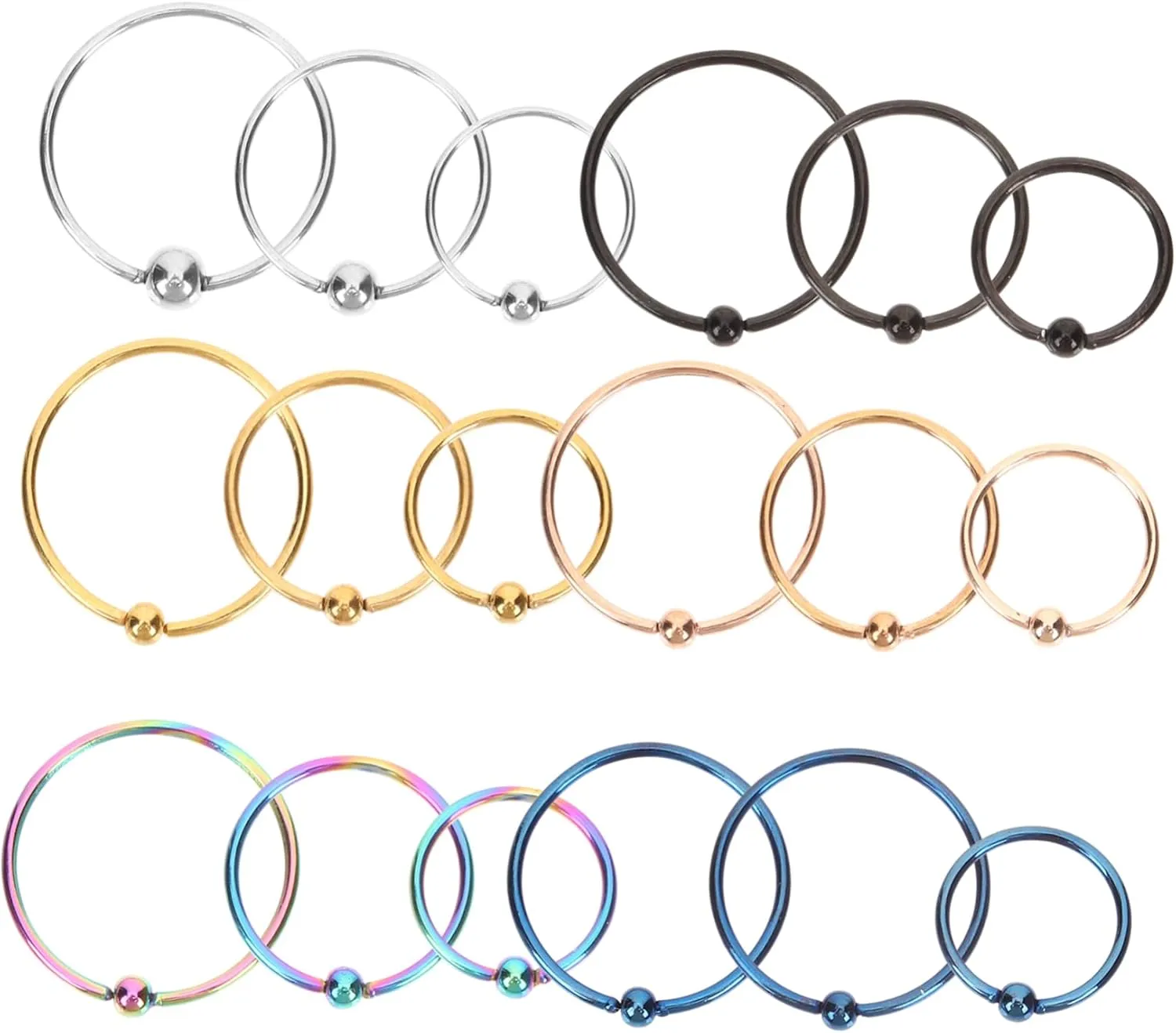 VANZACK 18pcs Nose Rings Steel Body Piercing Jewelry and Unique Nose Studs for Women for Parties and Night