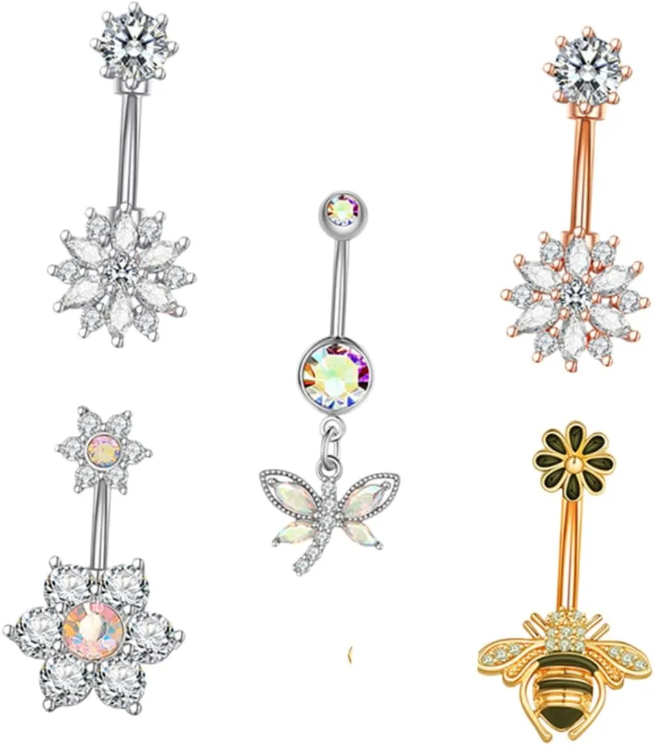 VANZACK Zircon Belly Button Ring Belly Button Piercing Jewelry Dangle for Women