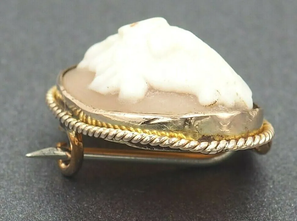 Vintage 9ct Yellow Gold Shell Cameo Brooch