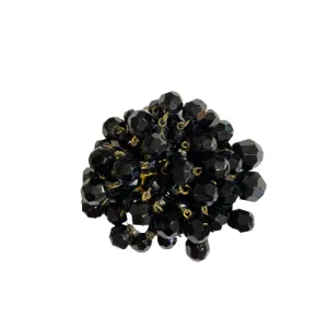 Vintage Black Beaded Brooch