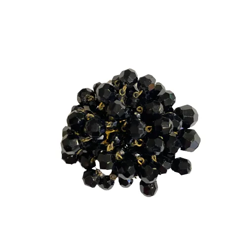 Vintage Black Beaded Brooch