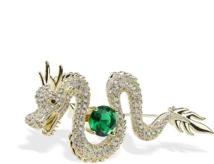 Vintage Crystal Dragon Brooch Lapel Pin Decorative Safety pins for Clothing Rhinestone Animal Brooch Jewelry