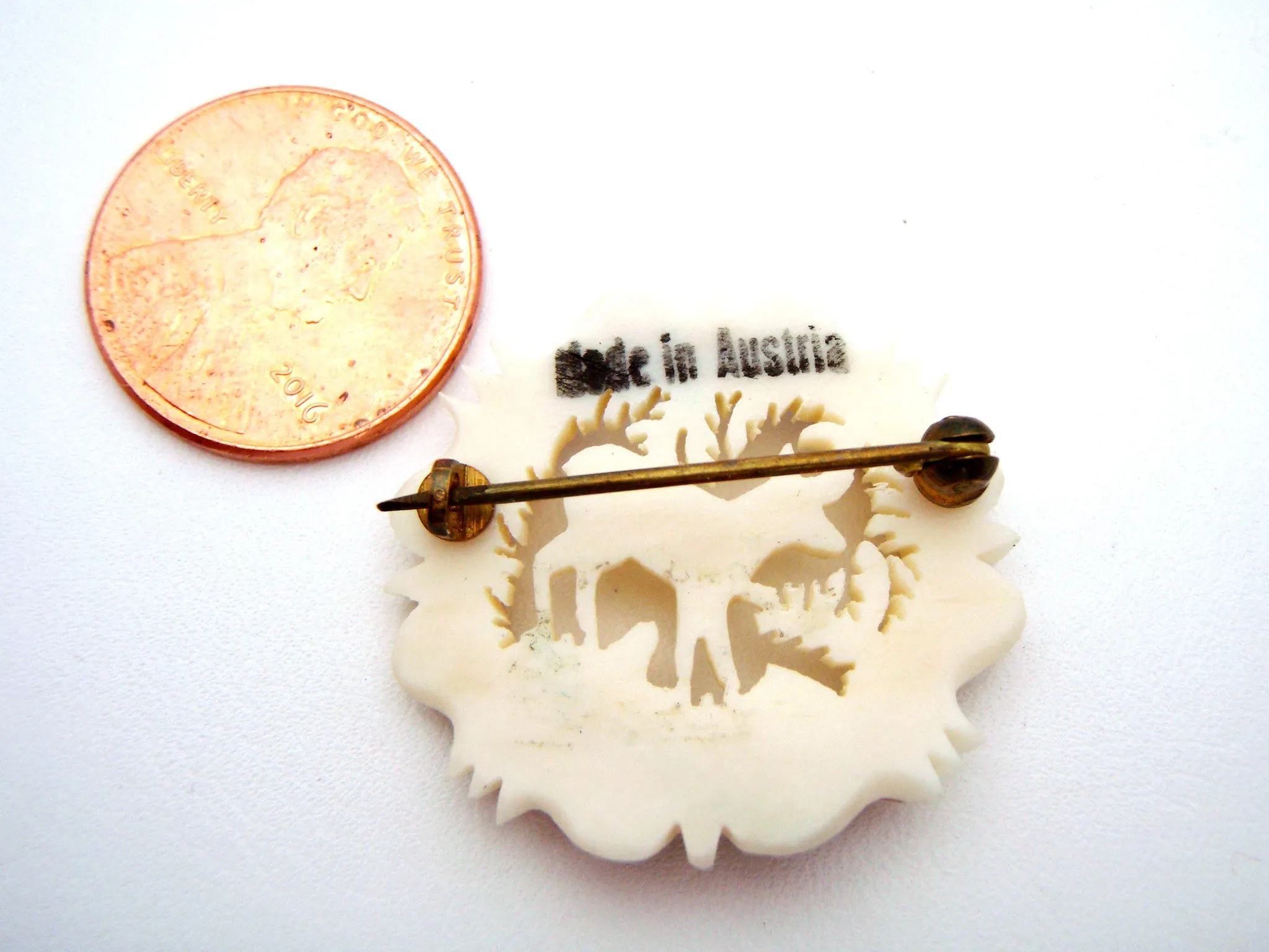 Vintage Deer Brooch Pin Hand Made Austria