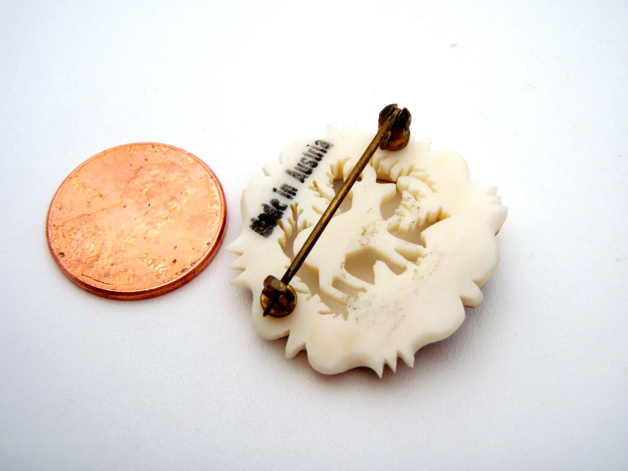 Vintage Deer Brooch Pin Hand Made Austria
