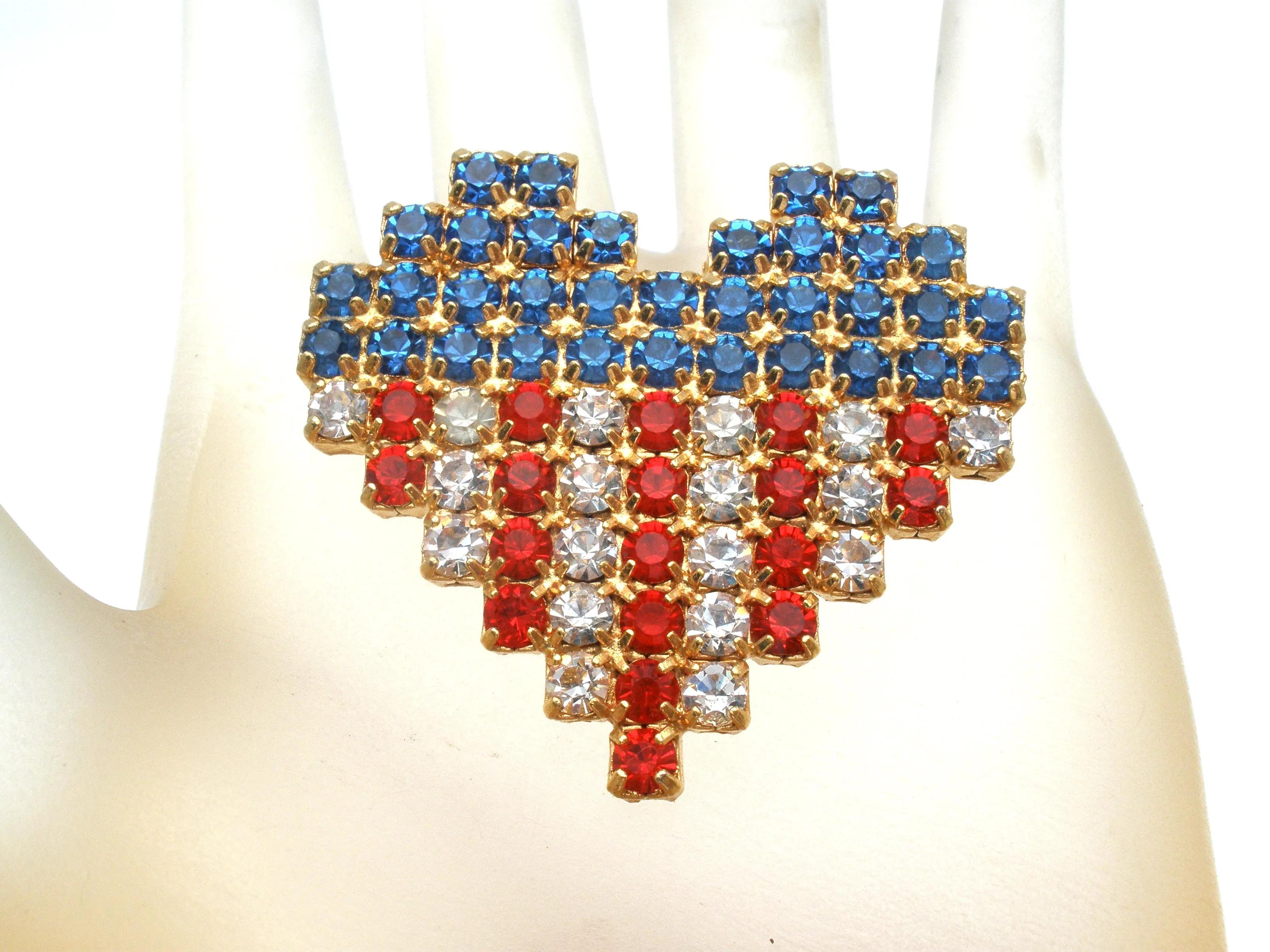 Vintage Dorothy Bauer Rhinestone Heart Brooch Pin