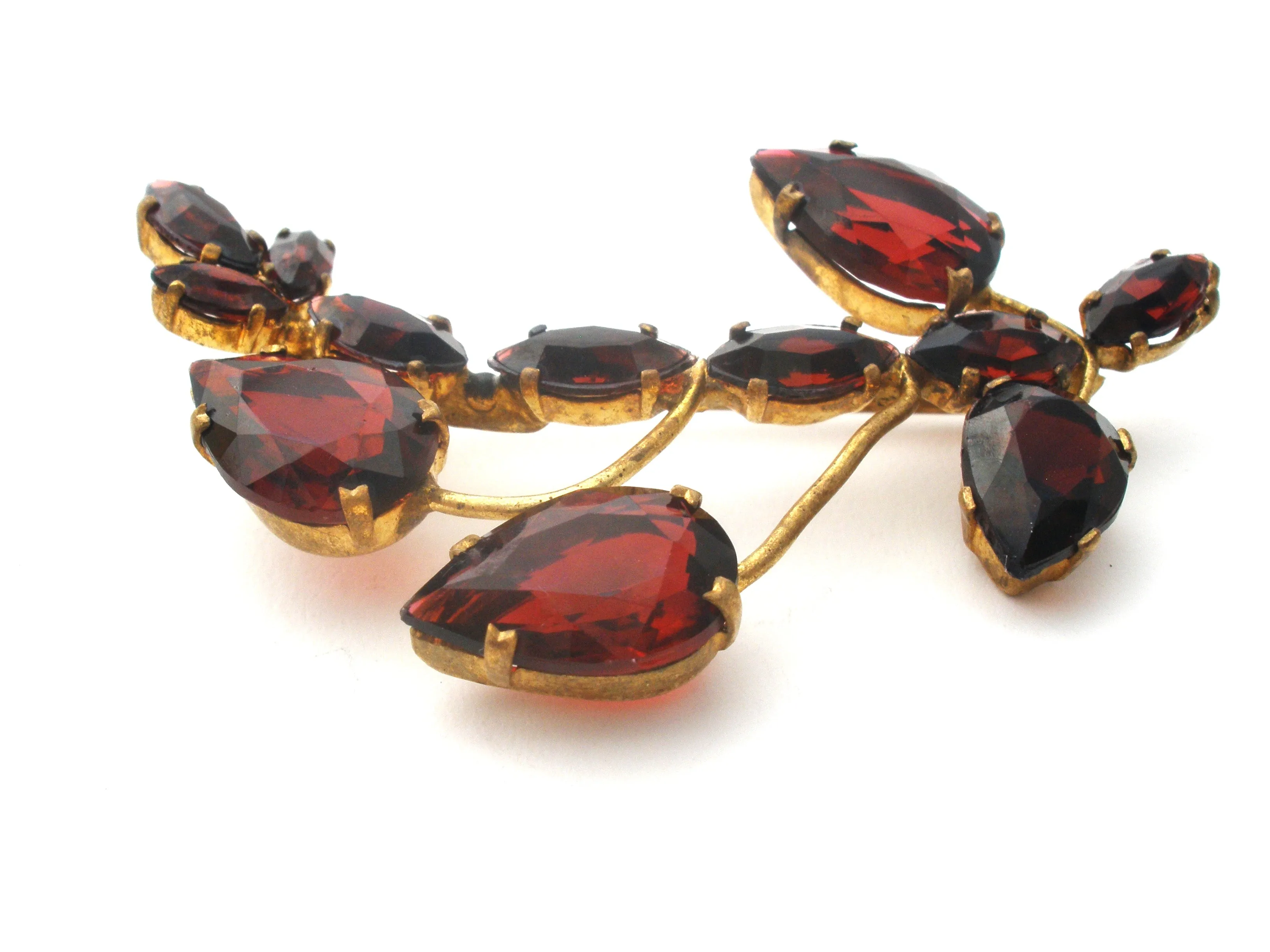 Vintage Garnet Rhinestone Brooch Pin Czech