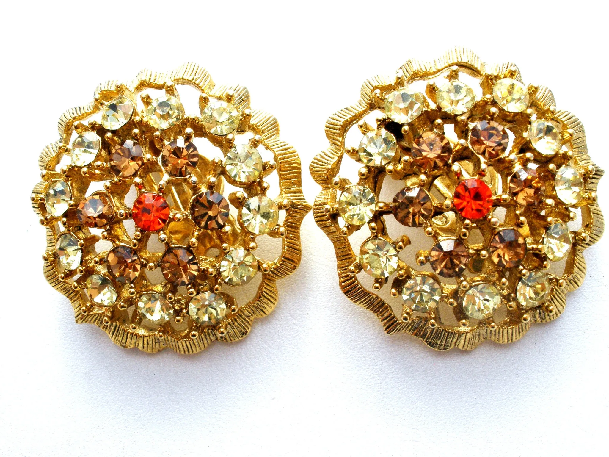 Vintage Rhinestone Brooch & Earrings Set