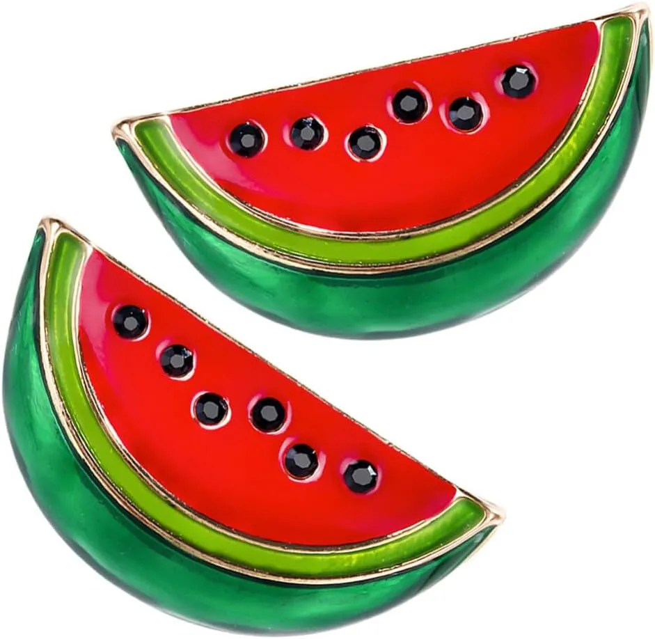 VOSAREA 2pcs Cute Watermelon Brooch Pin Stylish Enamel Lapel for Women for Sweaters Collars and Scarves for Parties and Celebrations