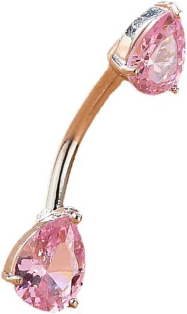 Water Drop Zircon Belly Ring for Women Piercing Jewelry Smooth Belly Button Ring Decor for Beach Parties