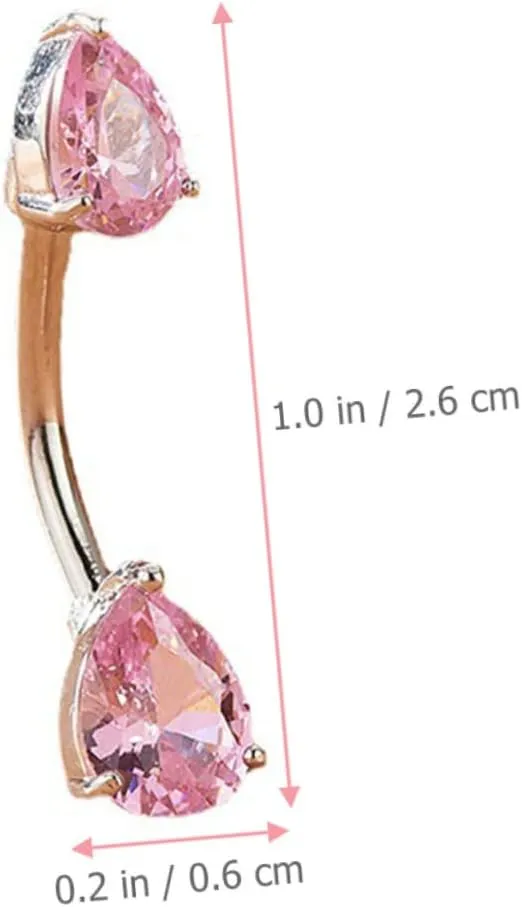 Water Drop Zircon Belly Ring for Women Piercing Jewelry Smooth Belly Button Ring Decor for Beach Parties