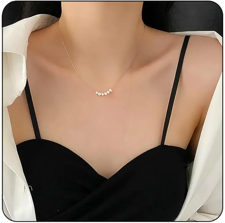 White Freshwater Pearl Necklace for Women Dainty Pearl Choker Necklace for Bridal Bridesmaid 18K Gold Plated Pearl Pendant Necklace Pearls Wedding Jewelry Gift