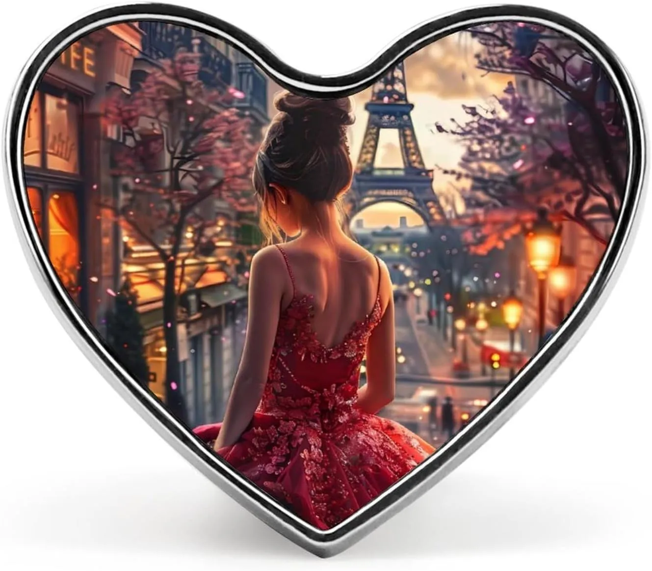 Woman in Paris Eiffel Towe Heart Pins Lapel Pins Enamel Brooches for Wedding Party Costume Accessory