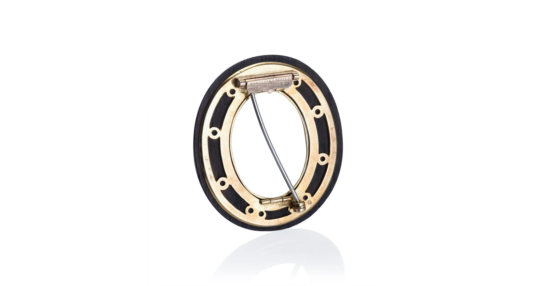 Wood & Gold Circle Pin