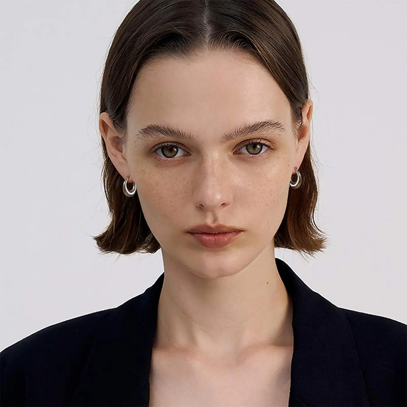 WOWORAMA Big Chunky Hoop Earrings for Women Silver Gold Stainless Steel Hoop Earrings Oval Thick Hollow Tube Hoop Earrings 20/30/40MM Hoops