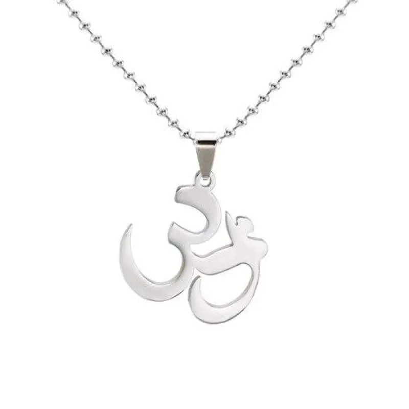 Yoga Aum OM Hinduism Pendant Necklace Gold Silver Tone Men Women Stainless Steel Jewelry Chain 60cm