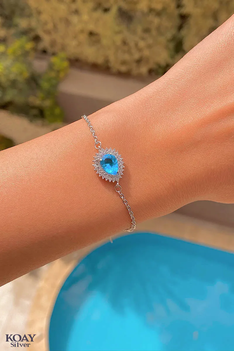 Zircon Oval Aqua Zircon Bracelet